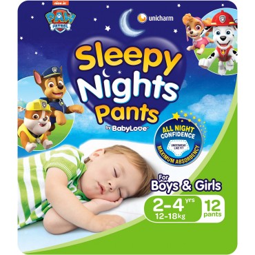 BABYLOVE OVER NIGHT PANTS 2-4 12 PACK