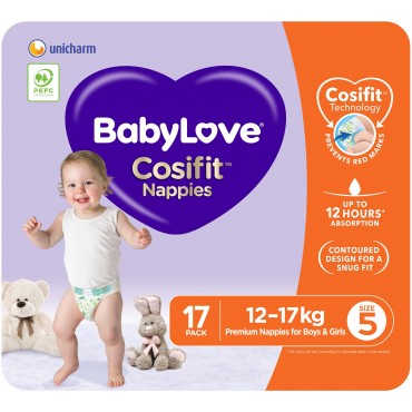 BABYLOVE CONV NAPPIES WALKER 17PK