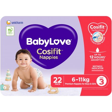 BABYLOVE CONV NAPPIES CRAWLER 22PK