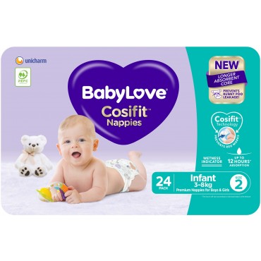 BABYLOVE CONV NAPPIES INFANT 24PK