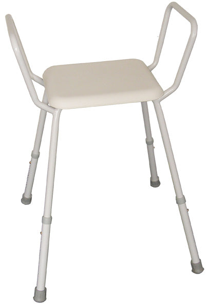 Shower stool adjustable with arms no backrest .