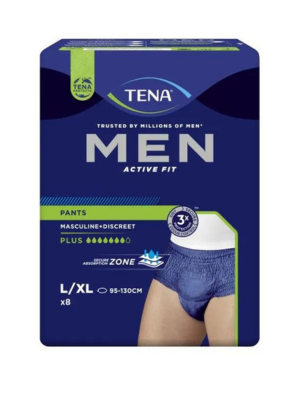 TENA MEN PANT ACTIVE FIT PLUS LGE 8 PACK