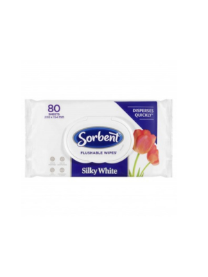 SORBENT FLUSHABLE WIPES SILKY WHITE