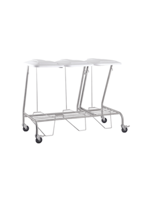 Care Quip Triple Pedal Operated Linen Skip , Stainless Steel, with Lid, 117(W) x 57.5(D) x 88.5(H) cm, Each