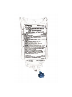 Baxter Glucose & Saline Injection BP 4%/0.18%, 500mL - Bag/1