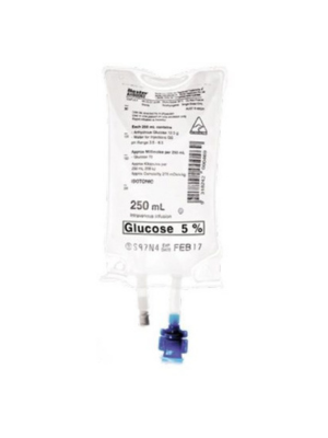 Baxter Glucose Injection BP Bag Sterile 5% 250mL - Bag/1